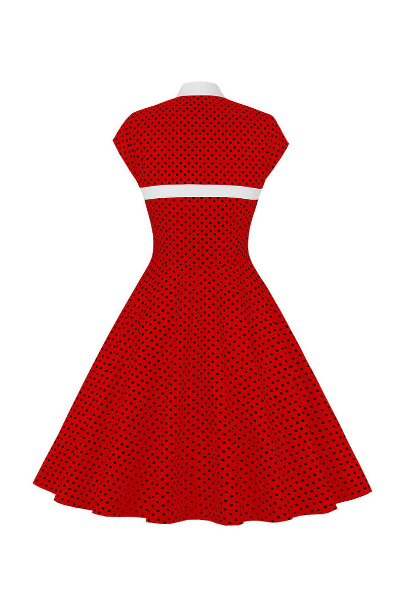 Load image into Gallery viewer, Black Polka Dots 1950s Dress with Button