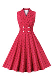 Red Polka Dots Swing 1950s Dress