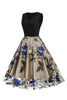 Load image into Gallery viewer, Blue Swing 1950s Dress with Embroidery