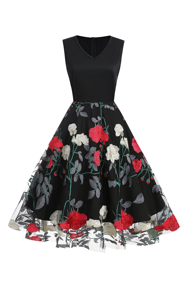 Load image into Gallery viewer, Fuchsia and Black Vintage 1950s Dress