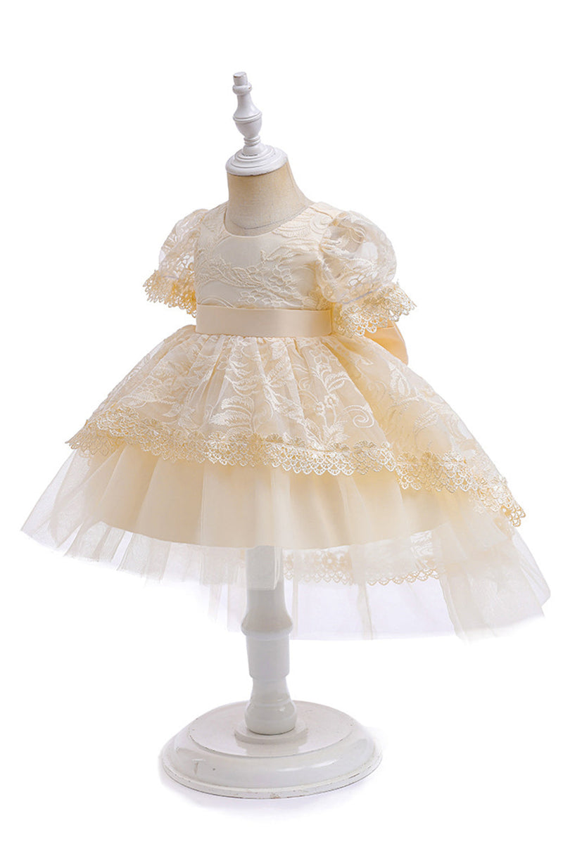 Load image into Gallery viewer, White Tulle A Line Gir Party Dress with Bow