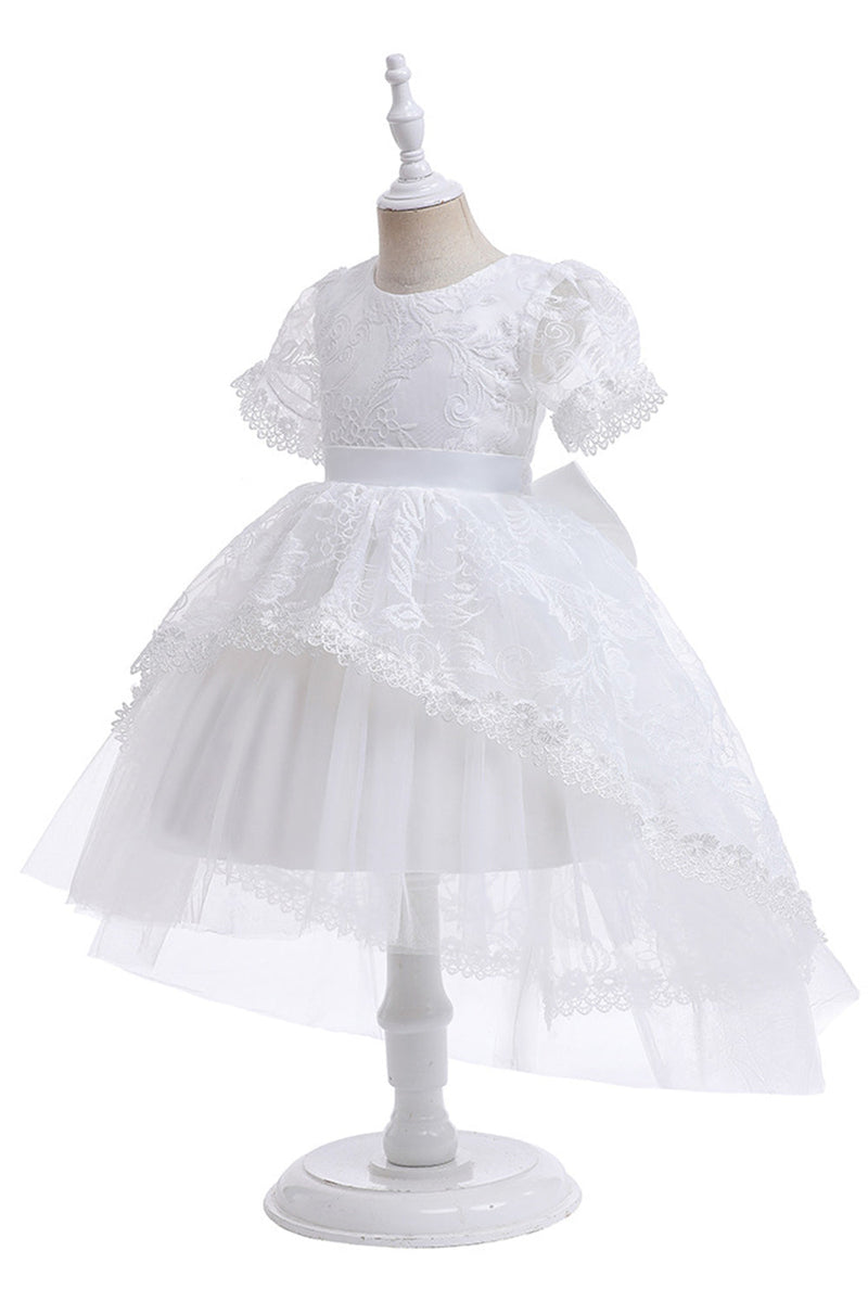 Load image into Gallery viewer, White Tulle A Line Gir Party Dress with Bow