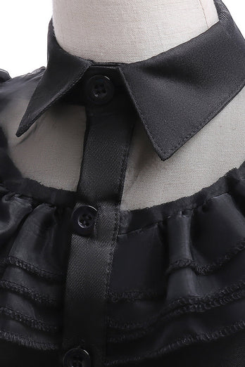 Black Tulle A Line Girl Dress with Belt