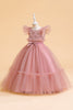 Load image into Gallery viewer, Tulle A Line Champagne Girl Dress with Bow