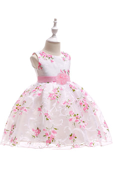 Cute Sleeveless Pink Girls' Party Dress