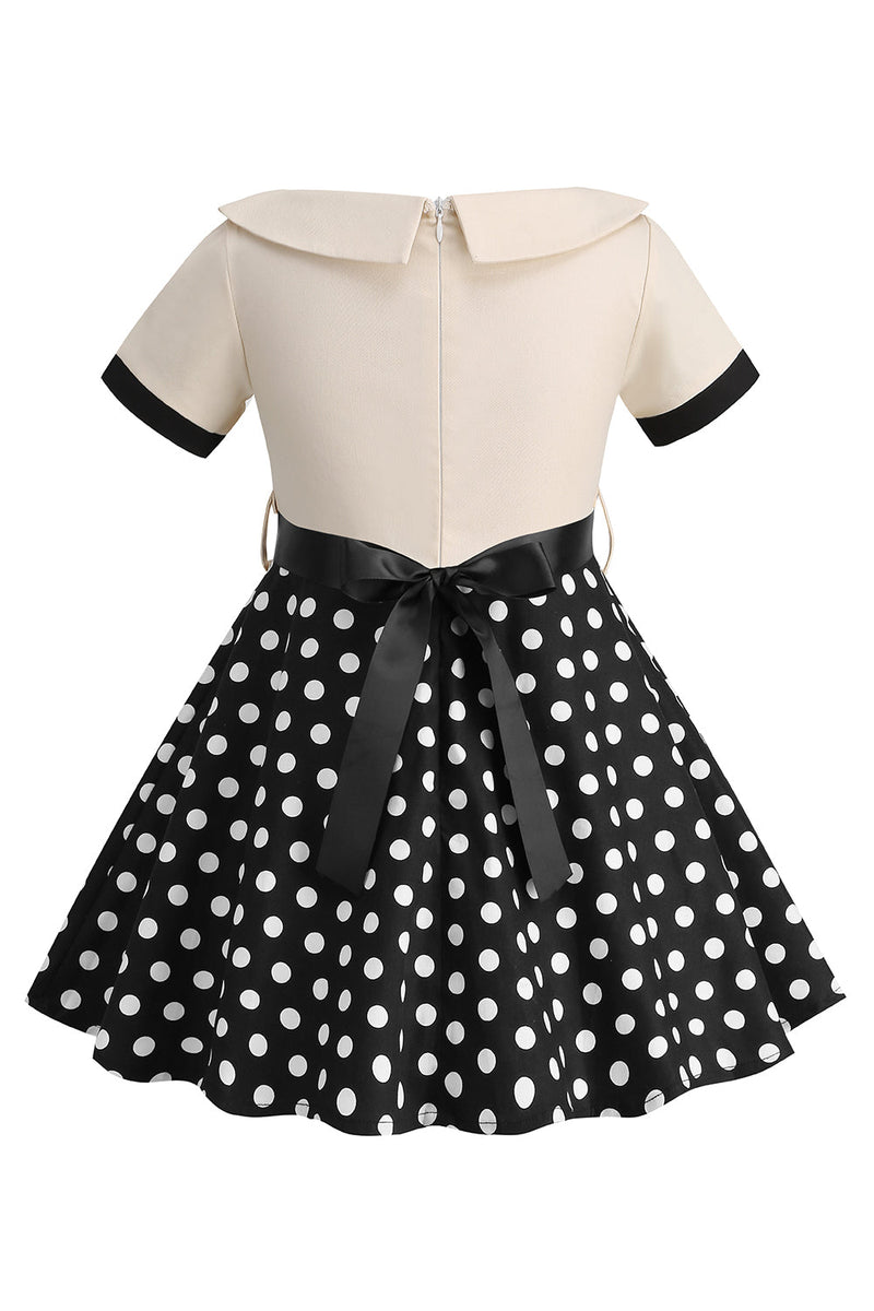 Load image into Gallery viewer, Bateau Neck Polka Dots White Vintage Girl Dresses
