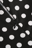 Puff Sleeves Polka Dots Black A Line Girls' Dress