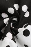 Puff Sleeves Polka Dots Black A Line Girls' Dress