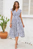 Load image into Gallery viewer, Blue Floral Boho Summer Dress with Slit