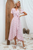 Load image into Gallery viewer, Pink Floral Maxi Wrap Dress