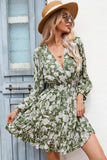 Green Floral Long Sleeves Summer Dress