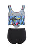 Load image into Gallery viewer, Two Piece Grey Printed Tankini Swimsuits