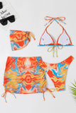 Halter Neck Orange Printed Bikini