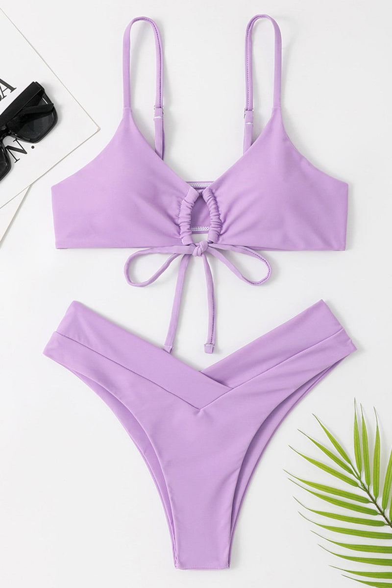 Load image into Gallery viewer, Two Piece Purple Slimming Swimsuit