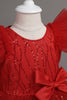Load image into Gallery viewer, A Line Jewel Neck Red Girl Dress with Bowknot