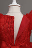 Load image into Gallery viewer, A Line Jewel Neck Red Girl Dress with Bowknot