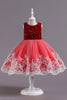 Load image into Gallery viewer, Pink Tulle Round Neck Girl Dress with Appliques