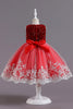 Load image into Gallery viewer, Pink Tulle Round Neck Girl Dress with Appliques
