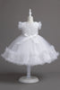 Load image into Gallery viewer, Cute Jewel Neck White Girl Dress with Bowknot