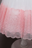 Pink Sleeveless Flower Tulle Girls' Dress With Bow