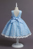 Load image into Gallery viewer, Blue A Line Sleeveless Bow Girls&#39; Dress With Lace