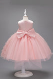 Champagne Princess Butterfly Tulle Girls' Dress With Bow