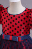 Load image into Gallery viewer, Red Polka Dots Bow Girls&#39; Dress with Puff Sleeves