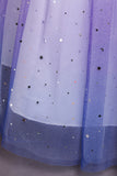 Purple Glitter Sleeveless Long Girls' Dress