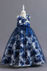 Load image into Gallery viewer, Blue Flower Tulle Long Girls&#39; Dress With Ruffles