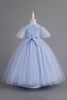 Load image into Gallery viewer, Blue A Line Tulle Flower Girl Dress with Beaded