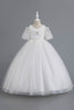 Load image into Gallery viewer, Blue A Line Tulle Flower Girl Dress with Beaded