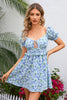Load image into Gallery viewer, Blue Tiny Flower Mini Boho Summer Dress
