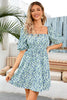 Load image into Gallery viewer, Green Floral Mini Boho Summer Dress