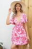 Load image into Gallery viewer, Fuchsia Floral Cut Out Mini Boho Dress