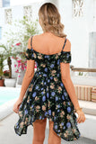 Black Floral Asymmetrical Boho Summer Dress