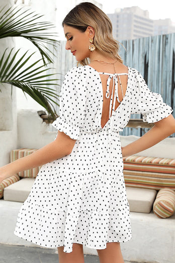 White Polka Dots Mini Summer Dress