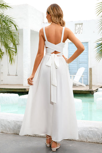 White Summer Midi Casual Dress