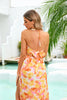Load image into Gallery viewer, Orange Printed Halter Summer Casual Dress with Slit