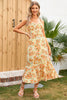 Load image into Gallery viewer, Yellow Floral Printed Summer Casual Dress with Ruffles
