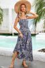 Load image into Gallery viewer, Spaghetti Straps Purple Printed Long Summer Casual Dress