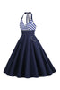 Load image into Gallery viewer, Stripes Halter Swing 1950s Dress