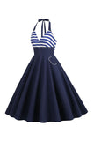 Stripes Halter Swing 1950s Dress