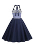 Load image into Gallery viewer, Stripes Halter Swing 1950s Dress
