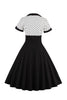 Load image into Gallery viewer, Black Polka Dots Swing 1950s Dress with Short Sleeves