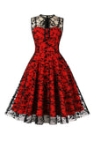 Red Lace Swing Vintage Dress