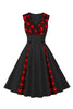 Load image into Gallery viewer, Black Plaid Swing 1950s Dress