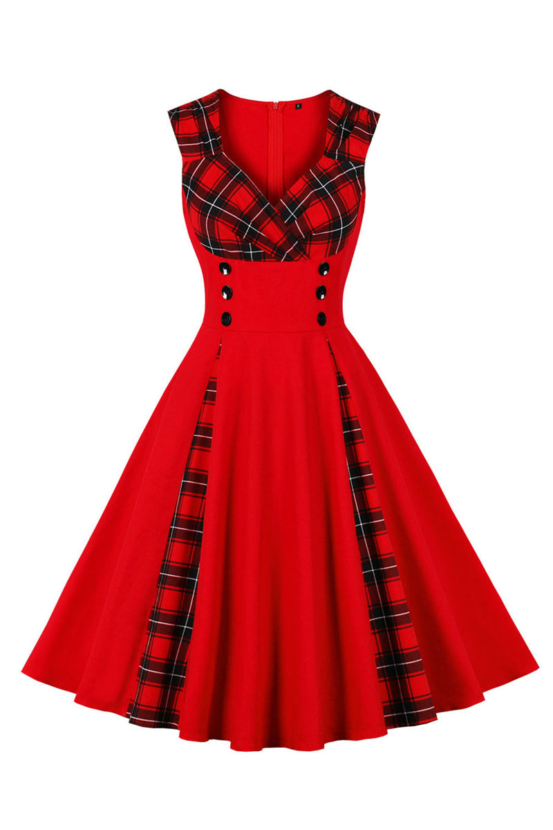 Load image into Gallery viewer, Black Plaid Swing 1950s Dress
