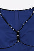 Load image into Gallery viewer, Dark Blue V Neck Polka Dots Swing 1950s Dress