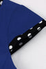 Load image into Gallery viewer, Dark Blue V Neck Polka Dots Swing 1950s Dress