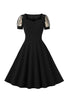 Load image into Gallery viewer, Black Swing 1950s Dress with Short Sleeves